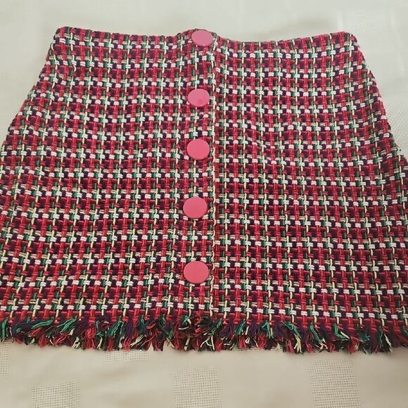 Zara Red and White Embellished Pencil Mini Skirt - Picture 11 of 16